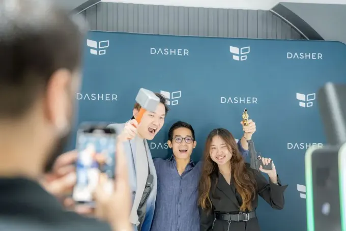 Creators on the media wall at the Dasher launch